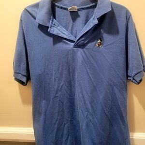 Disney Vintage Mens Polo Size Large Mickey Mouse Embroidered Made In Usa Blue